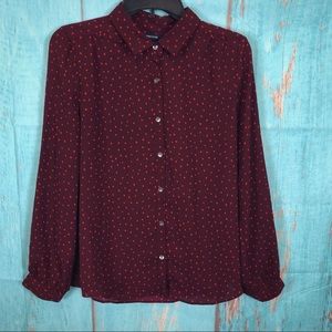 3/$15 Lands End | Maroon Button Up Blouse